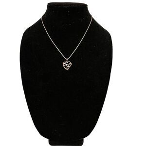 Metalsmiths 925 Heart with Flowers & Cubic Zirconia Inside Heart Necklace